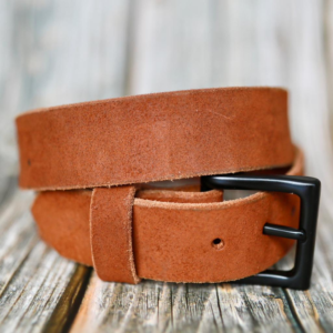 Rough Out Brown Leather Belt